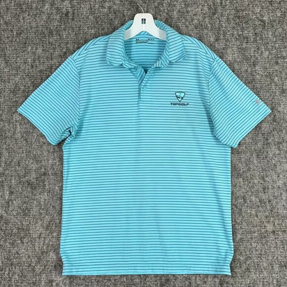 Top Golf Polo Shirt Mens M Under Armour Green Heatgear Loose Golfing Clubhouse - Picture 1 of 7